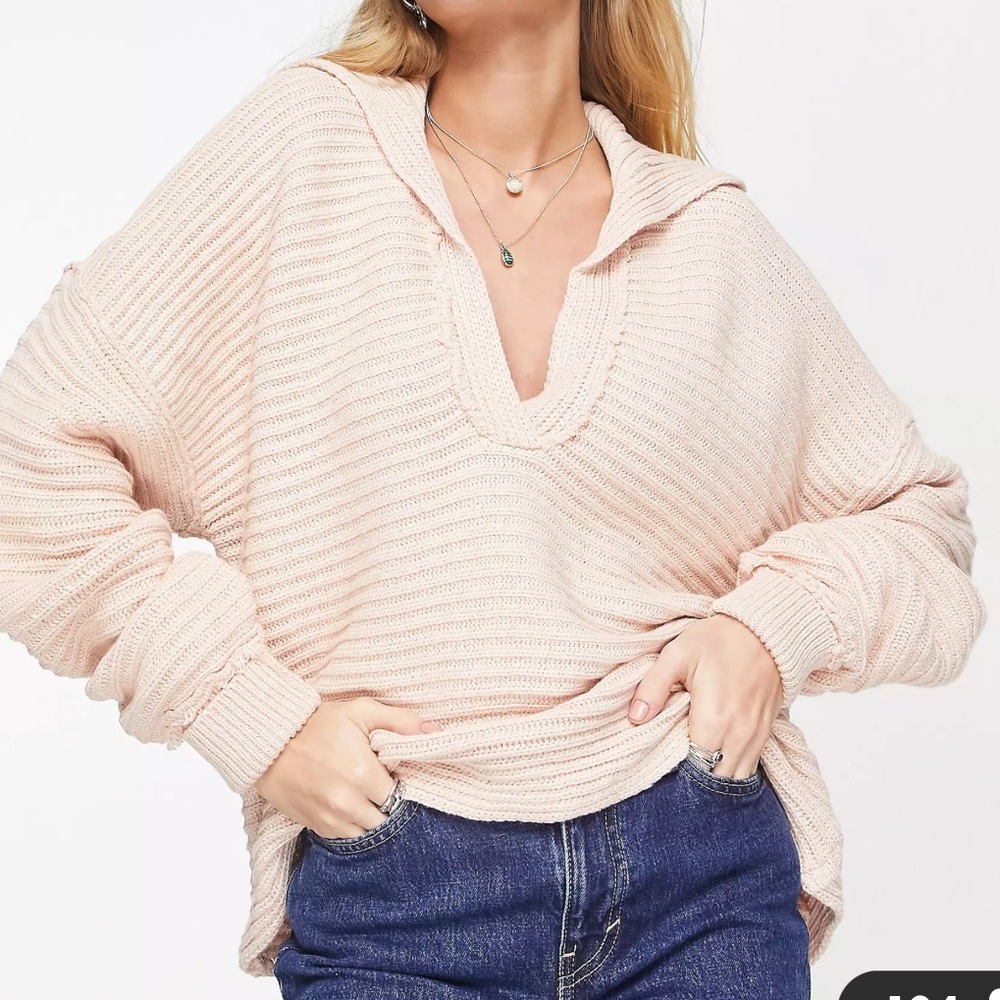 Free People pink sweater with collar